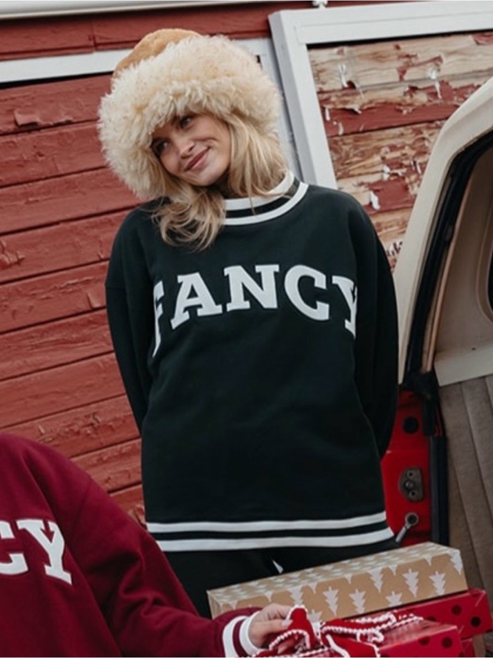 Fancy brand green Crewneck Sweater with White 'FANCY' Logo